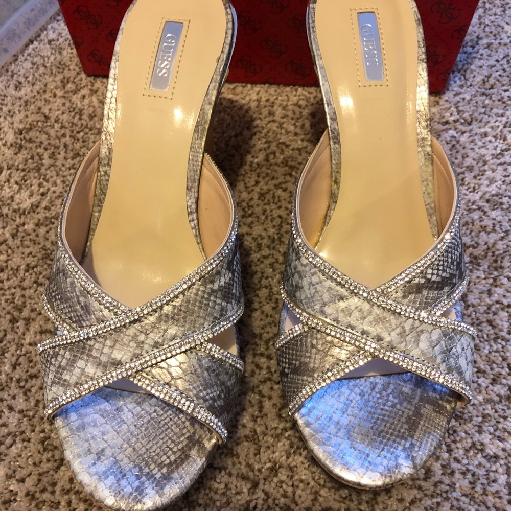 Guess Silver wedge shoes size 11